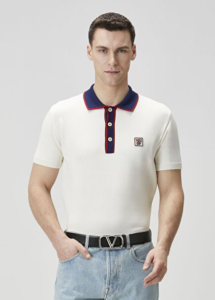 Cream Polo Short Sleeve Sweater