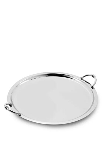Ferrara Silver Round Tray with Handles