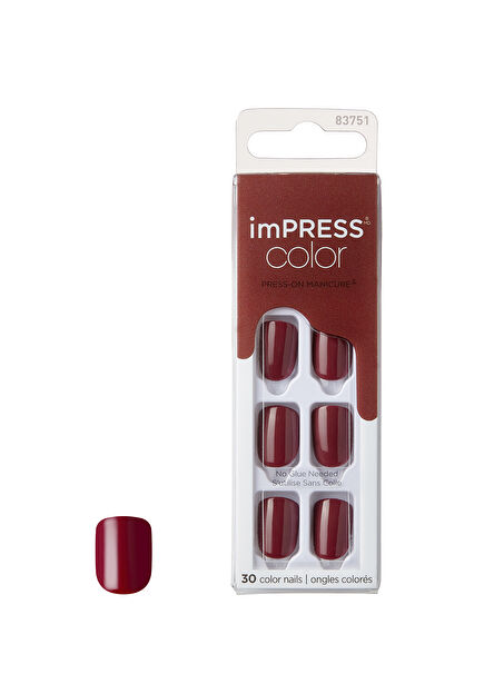 Color Bordo Kendinden Yapışkanlı Kısa Parlak Takma Tırnak