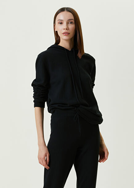 Black Hooded Merino Sweater