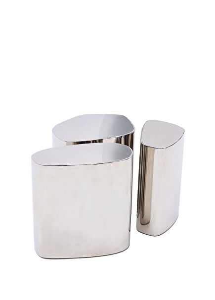 Sleek Silver Metal Coffee Table Set