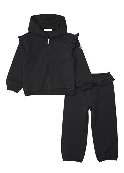 Navy Blue Ruffle Detailed 2-Piece Girls' Set