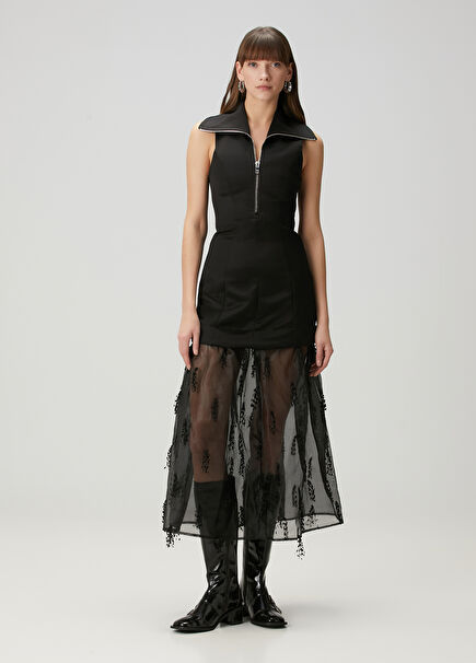 Black Organza Midi Dress