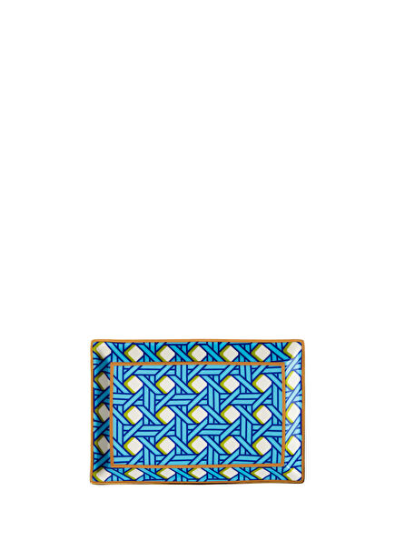 Blue Pattern Rectangular Tray