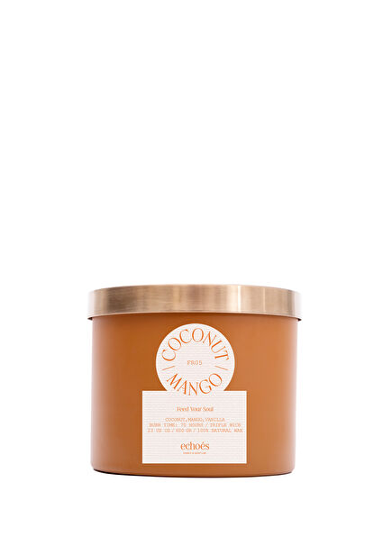 Coconut Mango Hardal Büyük Boy Doğal Mum 600 gr