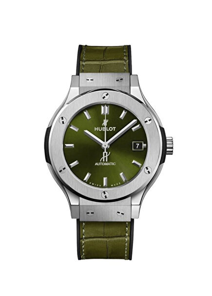 Classic Fusion Titanium Green Diamonds Women's Wat