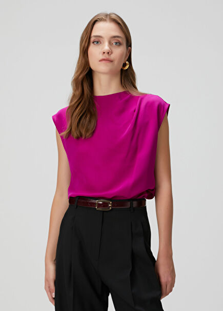 Koyu Pembe İpek Bluz