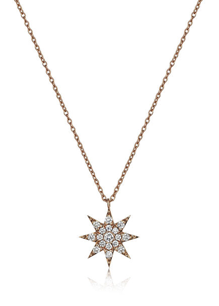 Diamond Sirius Star Rose Gold Women's Gold Necklace