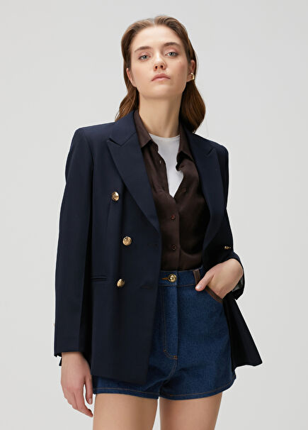 Sienne Navy Blue Double-Breasted Jacket