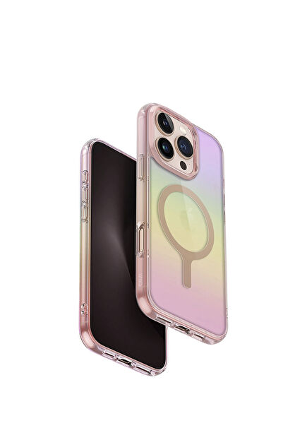Iridescia iPhone 16 Pro Max Pembe Rainbow MagSafe Uyumlu Telefon Kılıfı