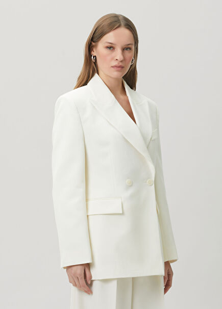 Ekru Kruvaze Blazer