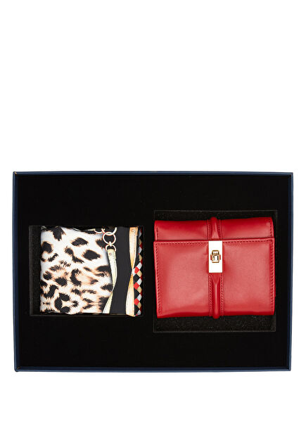 Red Women's Leather Accessory Set
