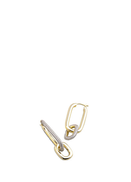 Modern Tasarım Gümüş 18 Ayar Sarı Altın Kaplama Kadın Küpe