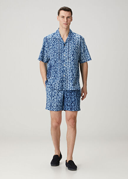 Olbia Indigo Batik Desenli Şort