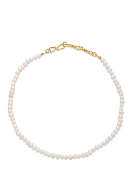 Rope Pearl Gold Plated 925 Sterling Silver Women's Necklace