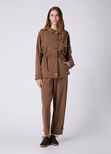 Brown Epaulette Detailed Modal Sweatpants