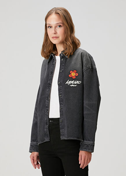 Antrasit Logo Nakışlı Gömlek