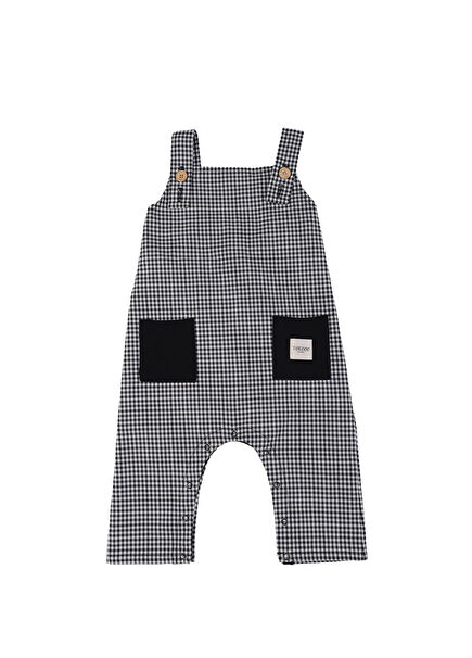 Siyah & Beyaz Ekose Mini Unisex Bebek Salopet 