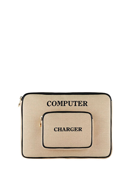 San Francisco Beige Black Canvas Laptop Bag