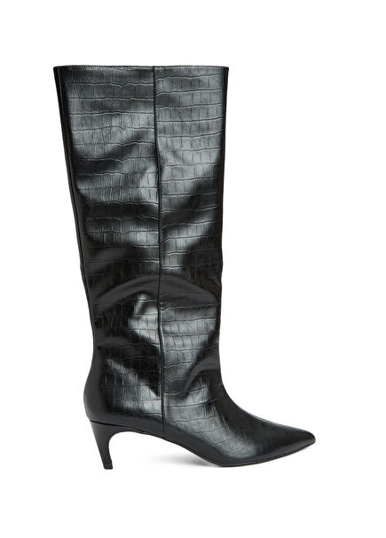 Siyah Kroko Desenli Çizme