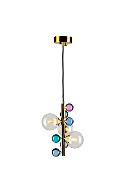 Bubble Soft Mat Gold Metal Cam Mini Sarkıt Avize