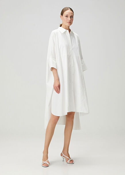 Dania White Poplin Shirt Dress