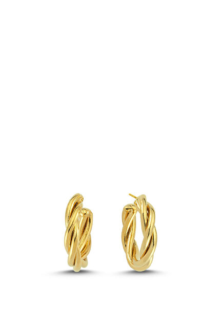 Fat Mini Twisted Women's Gold Plated Earrings
