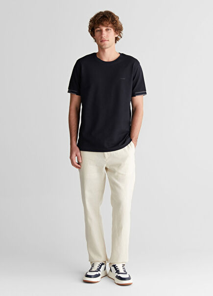 Bej Keten Regular Fit Erkek Pantolon