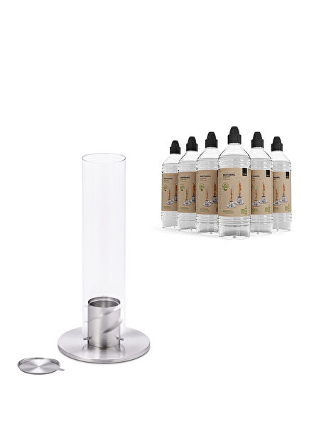 Spin 90 Silver Bioethanol Masaüstü Şömine ve Jel Seti