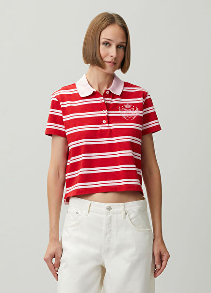 Mirta Red Pink Striped Polo T-shirt