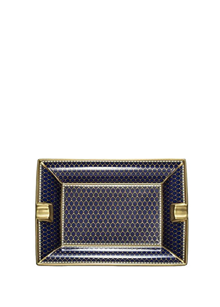 Antler Trellis 24-Karat Gilded Midnight Blue Porcelain Ashtray