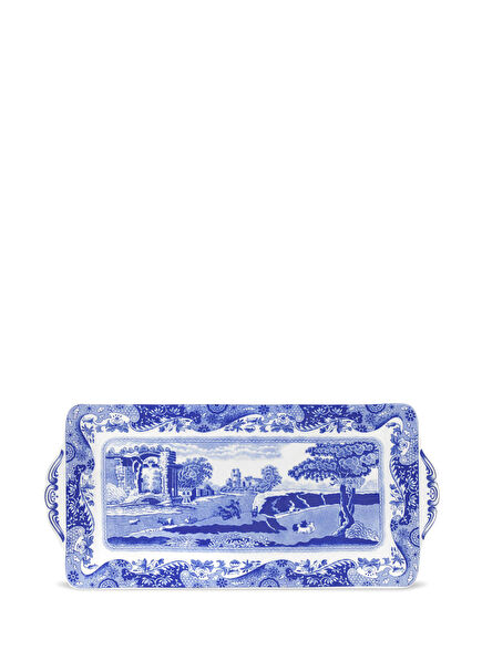 Blue Italian Dikdörtgen Porselen Tepsi