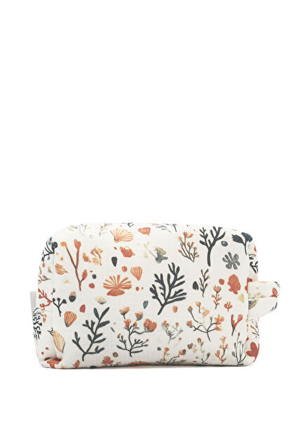 Seabloom Desenli Krem Müslin Bebek Bakım Çantası