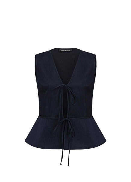 Colette Navy Bağlamalı Kadın Yelek
