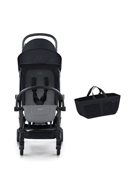 Connect 3 Black Grey Melange Baby Stroller and Side Organizer Bag Set