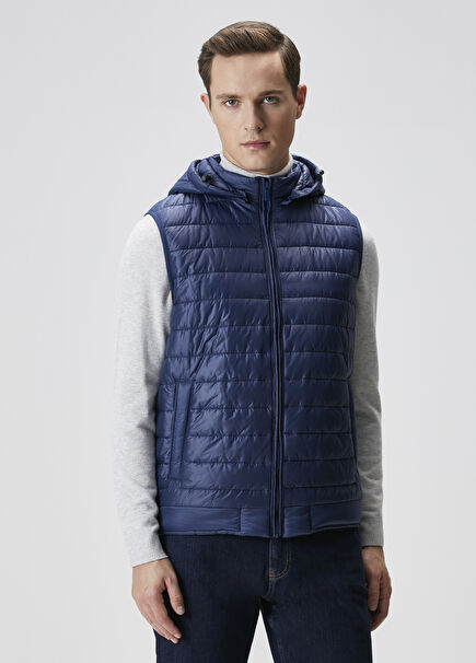 Navy Blue Quilted Vest