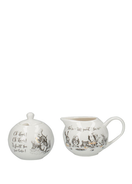 X V&A Alice In Wonderland Porselen Krema ve Şekerlik Seti
