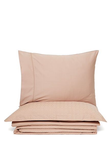 Boras Vizon ‘H’ Monogram Jakarlı Organik Pamuk Saten Battal Boy Çift Kişilik Nevresim Takımı 240x220 cm