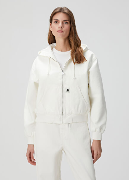 Active White Hooded Denim Jacket
