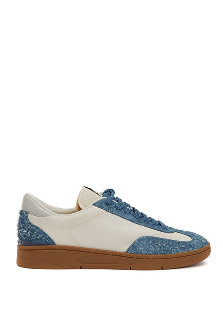 Wilton Blue White Men's Leather Sneakers