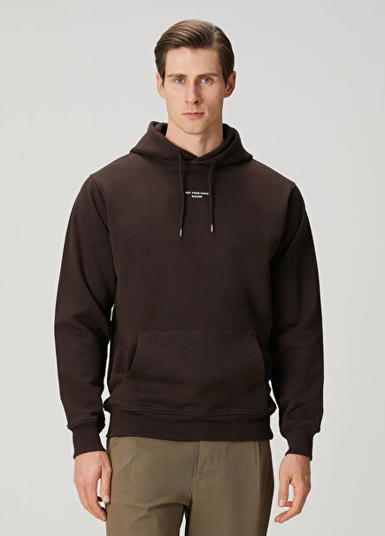 Koyu Kahverengi Kapüşonlu Sweatshirt