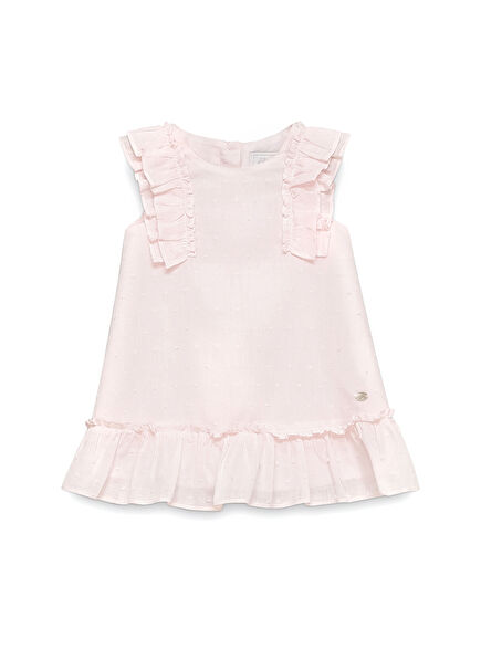 Açık Pembe Fırfırlı Kız Bebek Elbise