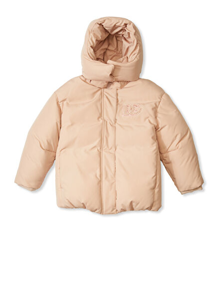 Bej Kapitoneli Kız Çocuk Puffer Mont