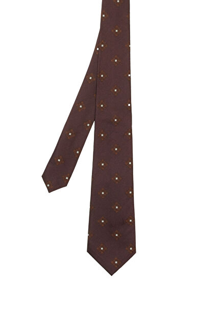 Burgundy Patterned Silk Tie