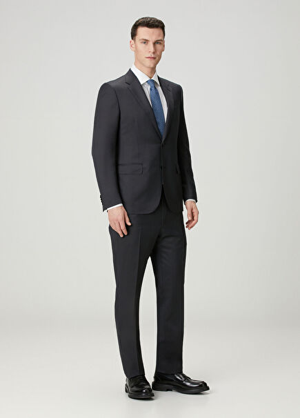 Black Micro Patterned Wool Suit