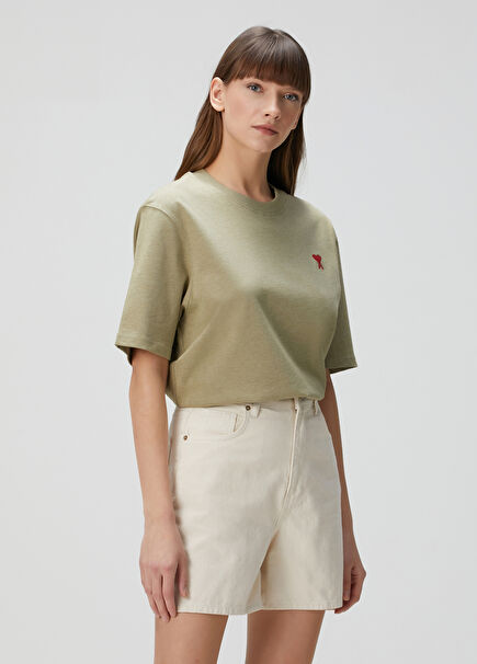 Khaki Logo Embroidered T-Shirt