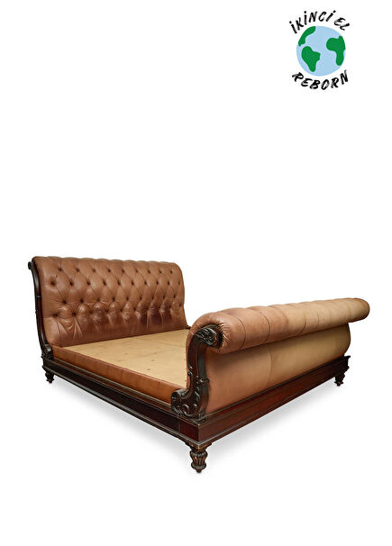 Ralph Lauren Clivedon Kahverengi Deri Chesterfied Yatak