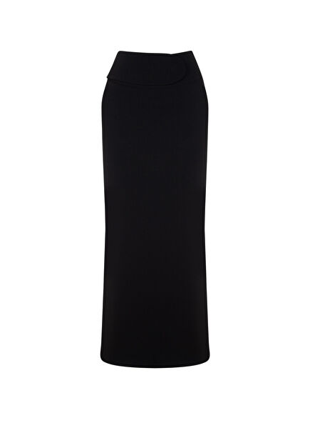 Black Belt Detailed Women's Maxi Length Skirt
