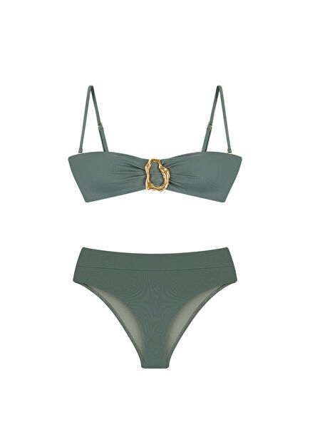 Tyra Dark Sage Yeşil Yüksek Bel Kadın Bikini Takımı