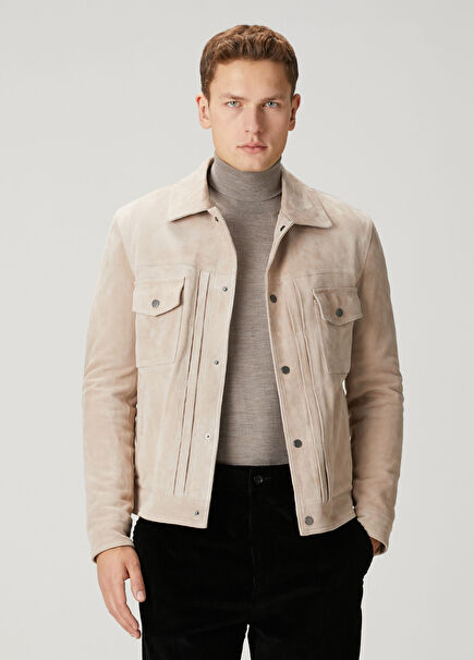 Kırık Beyaz Süet Mont